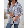 image:imageDokotoo Casual Jackets for Women Striped Long Sleeve Shirts Tops Shacket  2026 Early Fall Fashion Button Down Turn Down Collared Curved Hem Cozy Soft Loose Fit Blouses Shirts with Chest PocketsBlue
