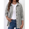 image:imageDokotoo Casual Jackets for Women Striped Long Sleeve Shirts Tops Shacket  2026 Early Fall Fashion Button Down Turn Down Collared Curved Hem Cozy Soft Loose Fit Blouses Shirts with Chest PocketsBlack