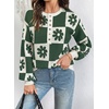 image:imageDokotoo Sweaters for Women Crewneck Long Sleeve Floral Plaid Sweater Tops  2026 Casual Fashion Fall Winter Clothes Soft Loose Fit Button Down Pullover Shirts Warm Knitted Basic Business OutfitsGreen