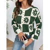 image:imageDokotoo Sweaters for Women Crewneck Long Sleeve Floral Plaid Sweater Tops  2026 Casual Fashion Fall Winter Clothes Soft Loose Fit Button Down Pullover Shirts Warm Knitted Basic Business OutfitsGreen