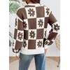 image:imageDokotoo Sweaters for Women Crewneck Long Sleeve Floral Plaid Sweater Tops  2026 Casual Fashion Fall Winter Clothes Soft Loose Fit Button Down Pullover Shirts Warm Knitted Basic Business OutfitsBrown
