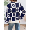 image:imageDokotoo Sweaters for Women Crewneck Long Sleeve Floral Plaid Sweater Tops  2026 Casual Fashion Fall Winter Clothes Soft Loose Fit Button Down Pullover Shirts Warm Knitted Basic Business OutfitsBlue