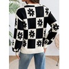 image:imageDokotoo Sweaters for Women Crewneck Long Sleeve Floral Plaid Sweater Tops  2026 Casual Fashion Fall Winter Clothes Soft Loose Fit Button Down Pullover Shirts Warm Knitted Basic Business OutfitsBlack