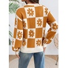 image:imageDokotoo Sweaters for Women Crewneck Long Sleeve Floral Plaid Sweater Tops  2026 Casual Fashion Fall Winter Clothes Soft Loose Fit Button Down Pullover Shirts Warm Knitted Basic Business OutfitsYellow