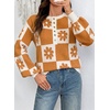 image:imageDokotoo Sweaters for Women Crewneck Long Sleeve Floral Plaid Sweater Tops  2026 Casual Fashion Fall Winter Clothes Soft Loose Fit Button Down Pullover Shirts Warm Knitted Basic Business OutfitsYellow