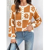 image:imageDokotoo Sweaters for Women Crewneck Long Sleeve Floral Plaid Sweater Tops  2026 Casual Fashion Fall Winter Clothes Soft Loose Fit Button Down Pullover Shirts Warm Knitted Basic Business OutfitsYellow