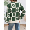image:imageDokotoo Sweaters for Women Crewneck Long Sleeve Floral Plaid Sweater Tops  2026 Casual Fashion Fall Winter Clothes Soft Loose Fit Button Down Pullover Shirts Warm Knitted Basic Business OutfitsGreen