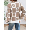 image:imageDokotoo Sweaters for Women Crewneck Long Sleeve Floral Plaid Sweater Tops  2026 Casual Fashion Fall Winter Clothes Soft Loose Fit Button Down Pullover Shirts Warm Knitted Basic Business OutfitsKhaki