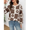 image:imageDokotoo Sweaters for Women Crewneck Long Sleeve Floral Plaid Sweater Tops  2026 Casual Fashion Fall Winter Clothes Soft Loose Fit Button Down Pullover Shirts Warm Knitted Basic Business OutfitsBrown