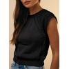 image:imageDokotoo Womens Sweaters Crewneck Cable Knit Vest Tops for Women 2026 Summer Fashion Clothing Cap Sleeve Sweater VestBlack