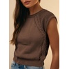 image:imageDokotoo Womens Sweaters Crewneck Cable Knit Vest Tops for Women 2026 Summer Fashion Clothing Cap Sleeve Sweater VestChestnut
