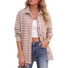 image:imageDokotoo Casual Jackets for Women Striped Long Sleeve Shirts Tops Shacket  2026 Early Fall Fashion Button Down Turn Down Collared Curved Hem Cozy Soft Loose Fit Blouses Shirts with Chest PocketsRed