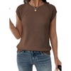 image:imageDokotoo Womens Sweaters Crewneck Cable Knit Vest Tops for Women 2026 Summer Fashion Clothing Cap Sleeve Sweater VestChestnut