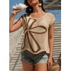 image:imageDokotoo Womens Cap Sleeve Crochet Sweater Hollow Out Floral Summer Tops  CasualBeach VacationCruise OutfitsLightweightCrochetHollow OutKnitBohoTrendyResort WearSummerCuteColorblockKhaki