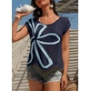 image:imageDokotoo Womens Cap Sleeve Crochet Sweater Hollow Out Floral Summer Tops  CasualBeach VacationCruise OutfitsLightweightCrochetHollow OutKnitBohoTrendyResort WearSummerCuteColorblockNavy Blue