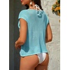 image:imageDokotoo Womens Cap Sleeve Crochet Sweater Hollow Out Floral Summer Tops  CasualBeach VacationCruise OutfitsLightweightCrochetHollow OutKnitBohoTrendyResort WearSummerCuteColorblockSky Blue
