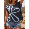 image:imageDokotoo Womens Cap Sleeve Crochet Sweater Hollow Out Floral Summer Tops  CasualBeach VacationCruise OutfitsLightweightCrochetHollow OutKnitBohoTrendyResort WearSummerCuteColorblockNavy Blue