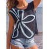 image:imageDokotoo Womens Cap Sleeve Crochet Sweater Hollow Out Floral Summer Tops  CasualBeach VacationCruise OutfitsLightweightCrochetHollow OutKnitBohoTrendyResort WearSummerCuteColorblockNavy Blue