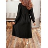 image:imageDokotoo Womens Dresses 2026 V Neck Puff Long Sleeve Empire Waist Maxi Dress  Spring Fall ALine Flowy Hem Solid Color Midi Maxi Side Pockets Elegant Daily Casual Fashion ClothingBlack