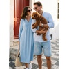 image:imageDokotoo Womens Dresses 2026 V Neck Puff Long Sleeve Empire Waist Maxi Dress  Spring Fall ALine Flowy Hem Solid Color Midi Maxi Side Pockets Elegant Daily Casual Fashion ClothingBlue
