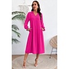 image:imageDokotoo Womens Dresses 2026 V Neck Puff Long Sleeve Empire Waist Maxi Dress  Spring Fall ALine Flowy Hem Solid Color Midi Maxi Side Pockets Elegant Daily Casual Fashion ClothingRose