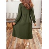 image:imageDokotoo Womens Dresses 2026 V Neck Puff Long Sleeve Empire Waist Maxi Dress  Spring Fall ALine Flowy Hem Solid Color Midi Maxi Side Pockets Elegant Daily Casual Fashion ClothingGreen