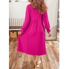 image:imageDokotoo Womens Dresses 2026 V Neck Puff Long Sleeve Empire Waist Maxi Dress  Spring Fall ALine Flowy Hem Solid Color Midi Maxi Side Pockets Elegant Daily Casual Fashion ClothingRose