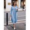 image:imageDokotoo Womens Dresses 2026 V Neck Puff Long Sleeve Empire Waist Maxi Dress  Spring Fall ALine Flowy Hem Solid Color Midi Maxi Side Pockets Elegant Daily Casual Fashion ClothingBlue