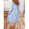 image:imageDokotoo Womens Dresses 2026 V Neck Puff Long Sleeve Empire Waist Maxi Dress  Spring Fall ALine Flowy Hem Solid Color Midi Maxi Side Pockets Elegant Daily Casual Fashion ClothingBlue