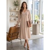 image:imageDokotoo Womens Dresses 2026 V Neck Puff Long Sleeve Empire Waist Maxi Dress  Spring Fall ALine Flowy Hem Solid Color Midi Maxi Side Pockets Elegant Daily Casual Fashion ClothingBeige