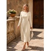 image:imageDokotoo Womens Long Sleeve Asymmetrical Neck Maxi Dress  Ruched Empire Waist ALine Hem Solid Color Maxi Side Pockets Elegant Daily Casual Fashion Clothing 2026 Fall ClothesApricot