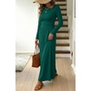 image:imageDokotoo Womens Long Sleeve Asymmetrical Neck Maxi Dress  Ruched Empire Waist ALine Hem Solid Color Maxi Side Pockets Elegant Daily Casual Fashion Clothing 2026 Fall ClothesGreen