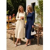 image:imageDokotoo Womens Long Sleeve Asymmetrical Neck Maxi Dress  Ruched Empire Waist ALine Hem Solid Color Maxi Side Pockets Elegant Daily Casual Fashion Clothing 2026 Fall ClothesNavy Blue