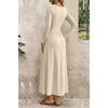 image:imageDokotoo Womens Long Sleeve Asymmetrical Neck Maxi Dress  Ruched Empire Waist ALine Hem Solid Color Maxi Side Pockets Elegant Daily Casual Fashion Clothing 2026 Fall ClothesApricot