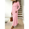 image:imageDokotoo Womens Long Sleeve Asymmetrical Neck Maxi Dress  Ruched Empire Waist ALine Hem Solid Color Maxi Side Pockets Elegant Daily Casual Fashion Clothing 2026 Fall ClothesPink