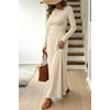 image:imageDokotoo Womens Long Sleeve Asymmetrical Neck Maxi Dress  Ruched Empire Waist ALine Hem Solid Color Maxi Side Pockets Elegant Daily Casual Fashion Clothing 2026 Fall ClothesApricot