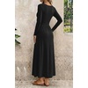 image:imageDokotoo Womens Long Sleeve Asymmetrical Neck Maxi Dress  Ruched Empire Waist ALine Hem Solid Color Maxi Side Pockets Elegant Daily Casual Fashion Clothing 2026 Fall ClothesBlack