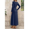 image:imageDokotoo Womens Long Sleeve Asymmetrical Neck Maxi Dress  Ruched Empire Waist ALine Hem Solid Color Maxi Side Pockets Elegant Daily Casual Fashion Clothing 2026 Fall ClothesNavy Blue