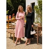 image:imageDokotoo Womens Long Sleeve Asymmetrical Neck Maxi Dress  Ruched Empire Waist ALine Hem Solid Color Maxi Side Pockets Elegant Daily Casual Fashion Clothing 2026 Fall ClothesBlack
