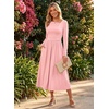 image:imageDokotoo Womens Long Sleeve Asymmetrical Neck Maxi Dress  Ruched Empire Waist ALine Hem Solid Color Maxi Side Pockets Elegant Daily Casual Fashion Clothing 2026 Fall ClothesPink