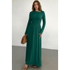 image:imageDokotoo Womens Long Sleeve Asymmetrical Neck Maxi Dress  Ruched Empire Waist ALine Hem Solid Color Maxi Side Pockets Elegant Daily Casual Fashion Clothing 2026 Fall ClothesGreen