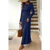 image:imageDokotoo Womens Long Sleeve Asymmetrical Neck Maxi Dress  Ruched Empire Waist ALine Hem Solid Color Maxi Side Pockets Elegant Daily Casual Fashion Clothing 2026 Fall ClothesNavy Blue
