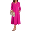image:imageDokotoo Womens Dresses 2026 V Neck Puff Long Sleeve Empire Waist Maxi Dress  Spring Fall ALine Flowy Hem Solid Color Midi Maxi Side Pockets Elegant Daily Casual Fashion ClothingRose