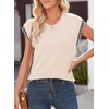 image:imageDokotoo Womens Summer Cap Sleeve Tops 2025 Crewneck Sweater Vest Casual Knit Lightweight Sweater Pullover Trendy Tank ShirtsApricot