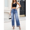 image:imageDokotoo Womens Wide Leg Leopard Jeans 2026 High Waisted Stretch Denim Pants  2026 Fall Winter OutfitsHigh WaistedButtonWith PocketsWork Office WearLoose FitBaggy JeansComfortCasual TrendyDusk Blue