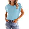 image:imageDokotoo Womens Summer Cap Sleeve Tops 2025 Crewneck Sweater Vest Casual Knit Lightweight Sweater Pullover Trendy Tank ShirtsBlue