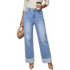 image:imageDokotoo Womens Wide Leg Leopard Jeans 2026 High Waisted Stretch Denim Pants  2026 Fall Winter OutfitsHigh WaistedButtonWith PocketsWork Office WearLoose FitBaggy JeansComfortCasual TrendyMyosotis