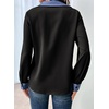 image:imageDokotoo Button Down Shirts for Women Long Sleeve Denim Patchwork Tops  Fashion Collared Shirt Long Sleeve Denim Patchwork Color Block Office Work Top Fall Outfits Daily Casual 2026Black