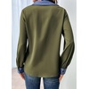 image:imageDokotoo Button Down Shirts for Women Long Sleeve Denim Patchwork Tops  Fashion Collared Shirt Long Sleeve Denim Patchwork Color Block Office Work Top Fall Outfits Daily Casual 2026Green