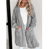 image:imageDokotoo Women Long Cardigan Open Front Knit Sweater 2026  Knit Cardigan SweatersSide Split with PocketsTrendy Fall Winter Twisted Knit OutfitsFall Fashion Daily amp OfficeGray